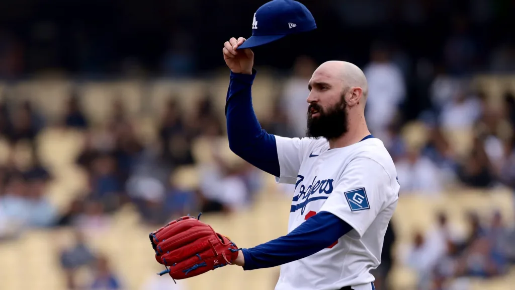 Tony Gonsolin: The Resilient Return of the Dodgers' All-Star Pitcher 3 Tony Gonsolin Dodgers pitcher delivering fastball vs Mets